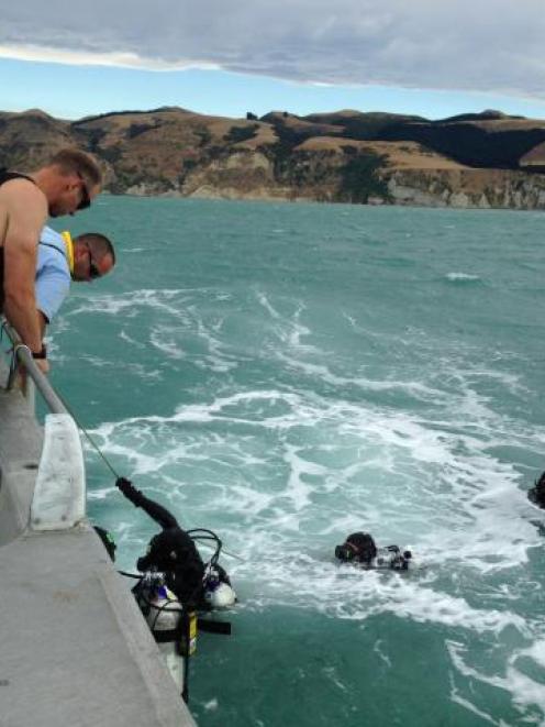 Police divers during the search. Photo: NZ Police