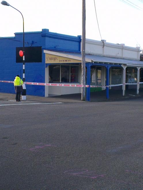 Police investigate sudden death at this block of Oamaru shops on the corner of Arun and Hull Sts....