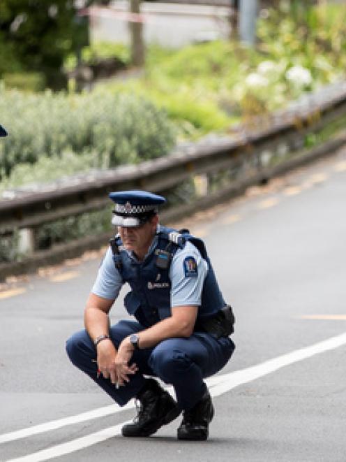 Police teams search for clues on Shore Rd in Remuera, Auckland. Photo: NZ Herald