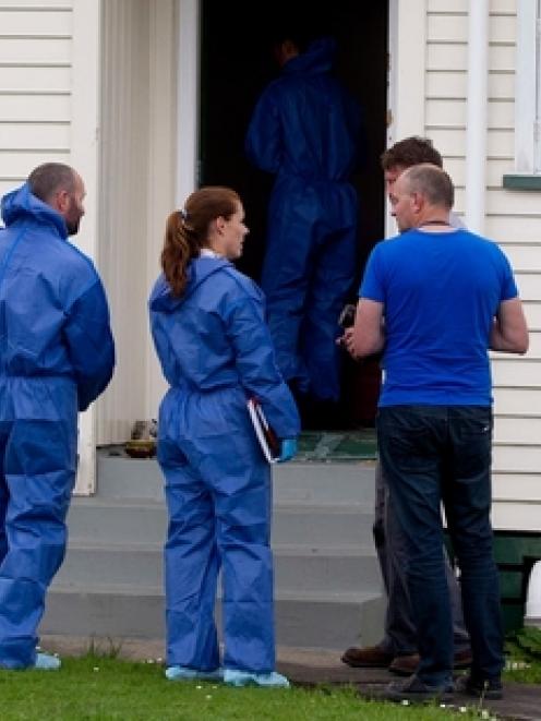 Police were busy yesterday at the Kerepehi home of the man who was shot. Photo: NZ Herald