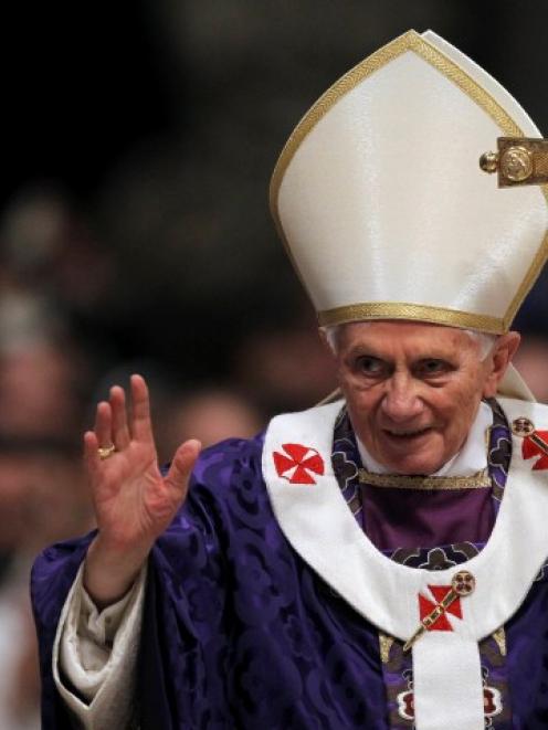 Pope Benedict XVI attends Ash Wednesday Mass, his last public Mass, at the Vatican. REUTERS/...