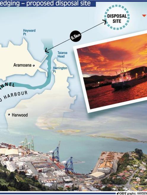 Port Otago Dredging - proposed disposal site. ODT Graphic.