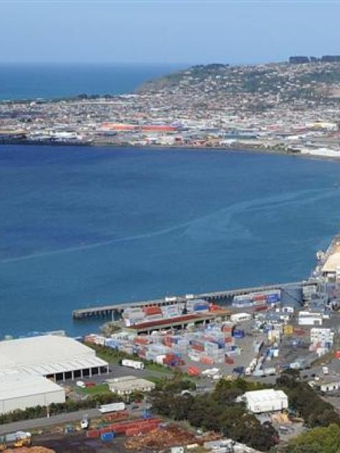 Port Otago's oil wharf (lower centre of photo) will have a 300m underground diesel pipeline link...