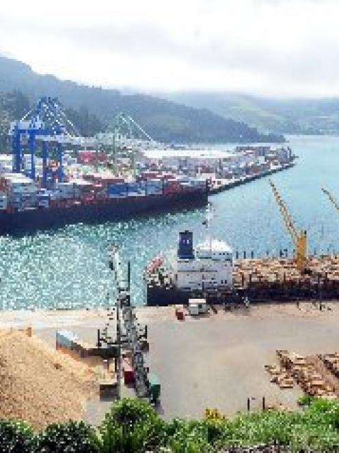 Port Otago's Port Chalmers operations remained busy on Friday. Photo by Craig Baxter.