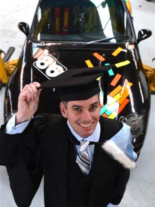 Preparing to graduate from the University of Otago today,  former race car engineer Nathan Graham...