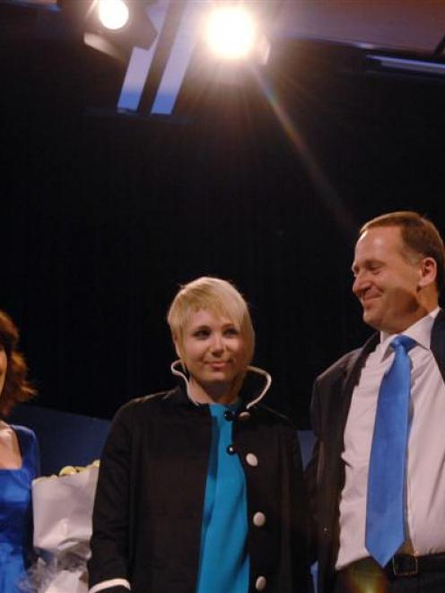 Prime Minister-elect John Key, son Max, wife Bronagh and daughter Stephie celebrate the National...