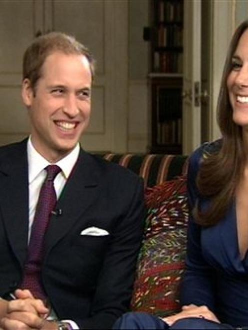 Prince William and Kate Middleton during a television interview recorded and aired on the day...