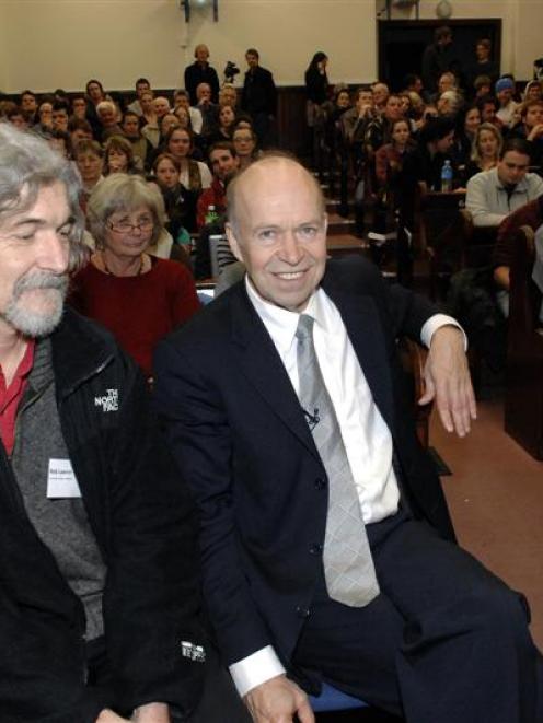 Prof Rob Lawson (left) of the University of Otago marketing department waits with climatologist...