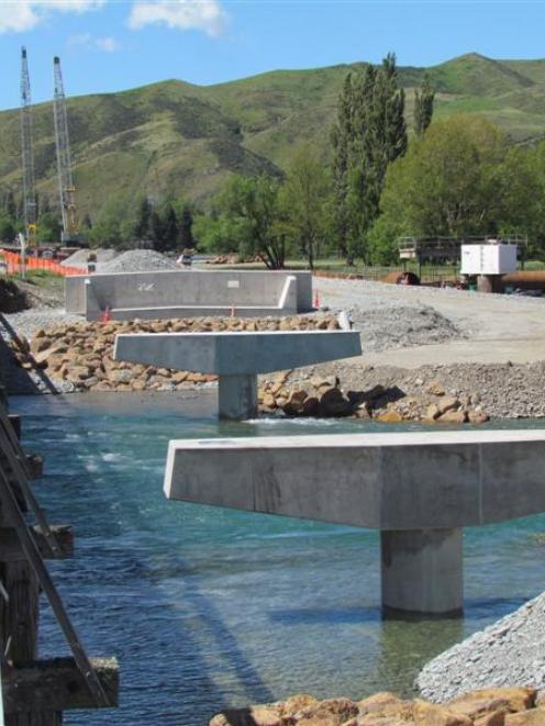 Progress on replacing the Kurow twin bridges this week. Photo by Andrew Ashton.