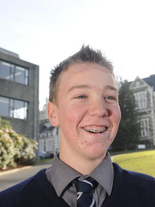 Promising cyclist Lachie McGregor outside Otago Boys' High School this week. Photo by Peter...
