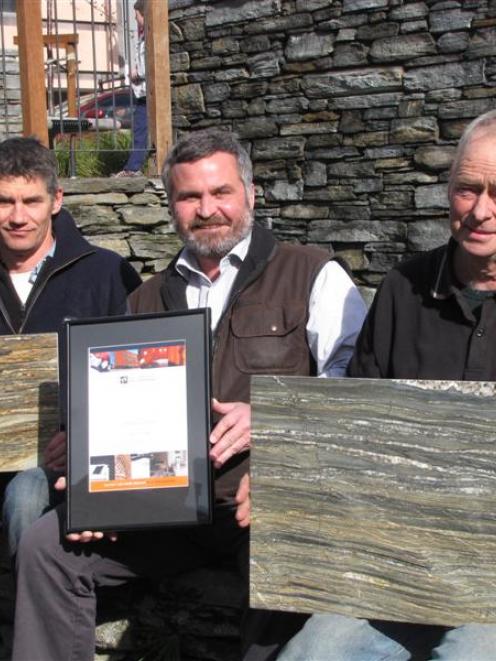 Promoting their products are (from left) Dave Grant, of Alexandra Stone, Queenstown Stone...