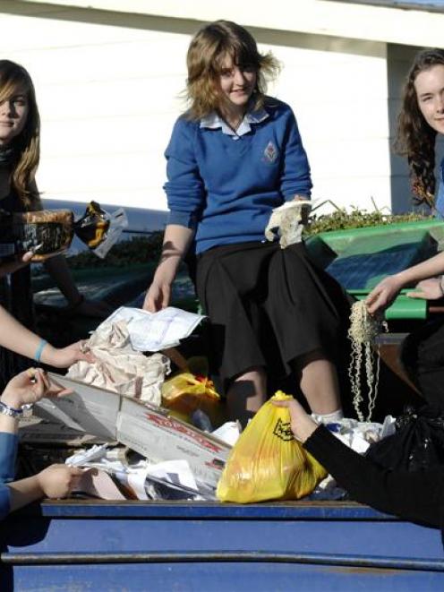 Queen's High School pupils (clockwise from bottom left) Libby Atkinson (14), Tara Bonsor (17),...
