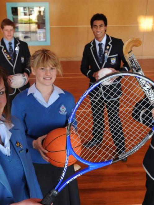 Queens and Kings pupils hoping to benefit from the Kiwisport initiative are, from left, Paige...
