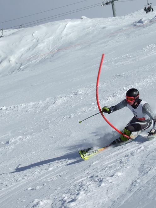 Queenstown alpine ski racer Tim Cafe on the race slopes at Treble Cone. PHOTO: MATTHEW HAGGART