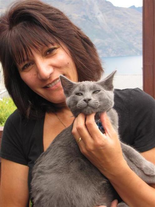 Queenstown Cat Rescue trustee Ruth de Reus with Eddie, a 5-month-old cat adopted on Saturday...