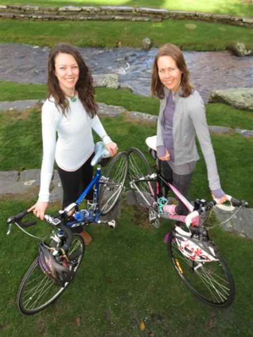 Queenstown cyclists Kimberley Percival (left) and Rachel Kennedy are training for a mental-health...