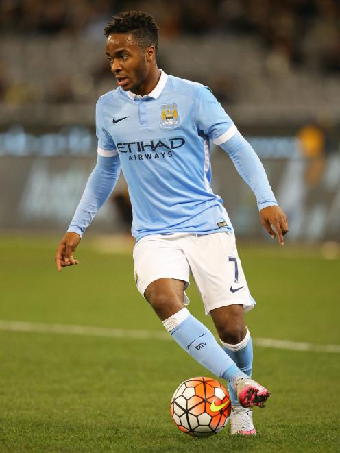 Raheem Sterling in action for Manchester City against AS Roma at the Melbourne Cricket Ground on...