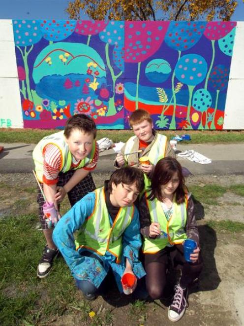 Ravensbourne School pupils who gave the Forsyth Barr Stadium site wall a makeover yesterday are ...