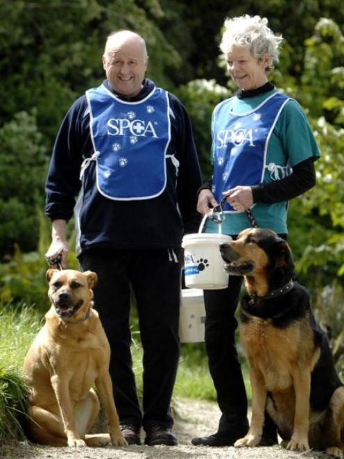 Ready for the national SPCA collection day today are (from left) Kudos, Otago SPCA executive...
