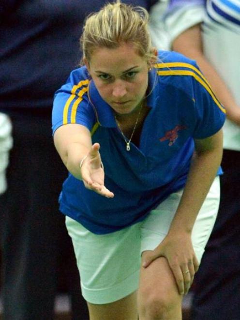 Rebecca Jelley (North East Valley) in action at the Westpac Indoor Bowls Stadium. Photo by Gerard...
