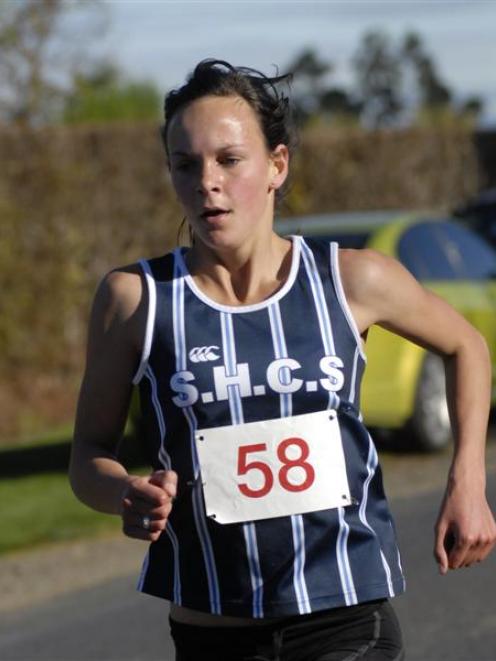 Rebekah Greene in action in a schools duathlon at North Taieri in May. Photo by Gregor Richardson.