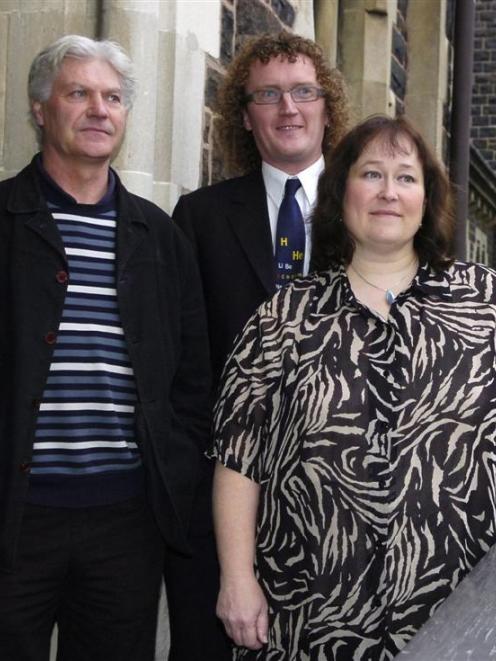 Recipients of University of Otago teaching awards, at the university, are (from left) marketing...