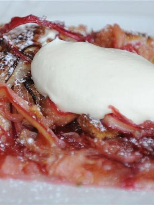 Rhubarb and amaretti tart.  Photo by Peter McIntosh.