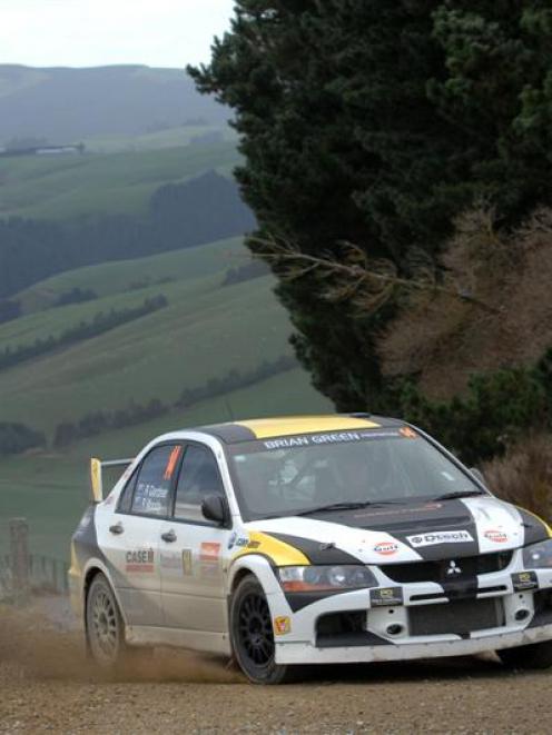 Rhys Gardner in action during the Rally of Otago.