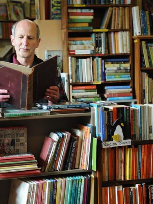 Richard McIntyre in his Octagon Books shop in Dunedin. Photo by Stephen Jaquiery.