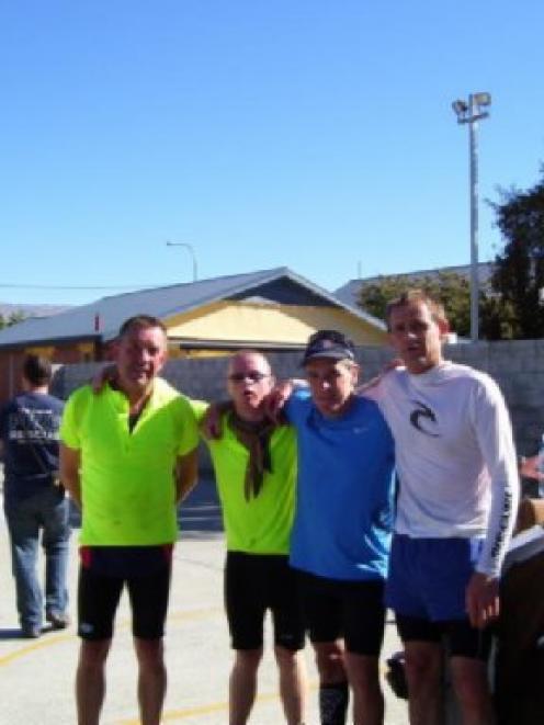 Richard Yardley, Brodie Carvalho, Jeff Walker and Mark Hutton relax after the race from Cromwell...
