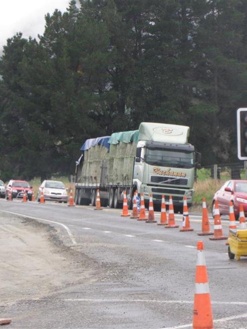 Road-widening work continues at Jacks Point intersection on State Highway 6 south of Frankton....