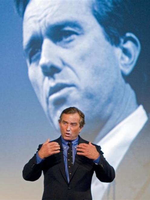 Robert Kennedy addresses the School Aid launch in Auckland this week. Photo by NZ Herald.