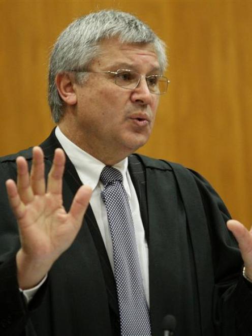 Robin Bates sums up in the High Court at Christchurch yesterday. Photo by The Press.