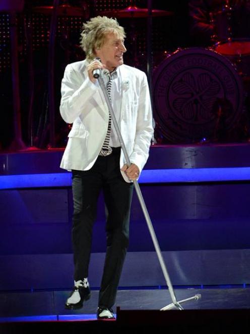 Rod Stewart rocks Forsyth Barr Stadium on Saturday night. Photo by Craig Baxter.