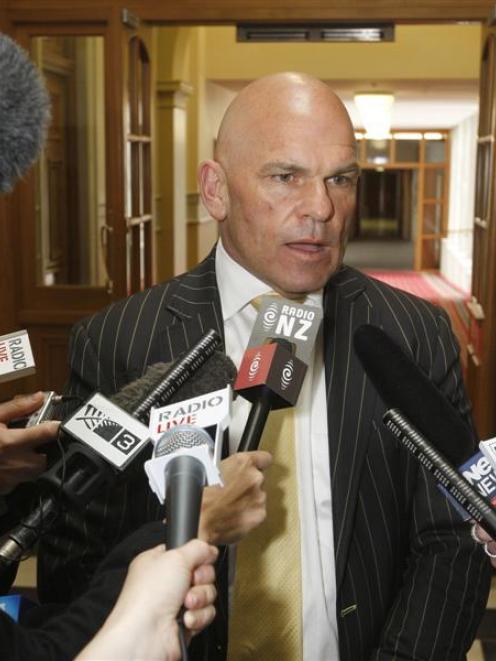 Rodney Hide on his way to question time in Parliament yesterday. Photo from The New Zealand Herald.