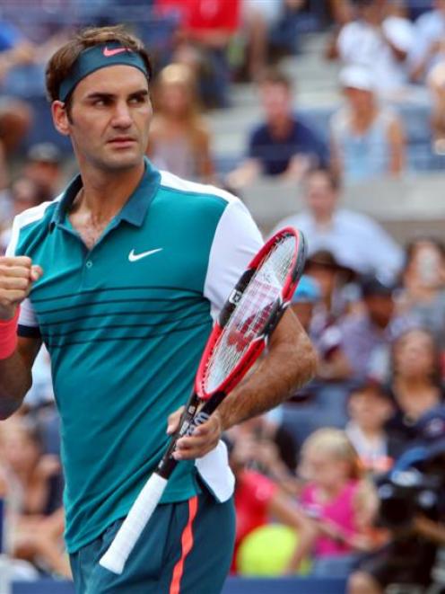 Roger Federer during his first round win at the US Open. Photo: Reuters.