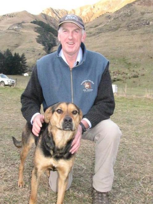 Roger Tweed and Gemma after winning at the South Island  sheep dog trial championships in Wanaka...