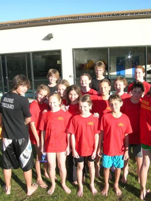 Preparing for training at Wanaka Community Pool this week are (front from left) Tom Hewson ...
