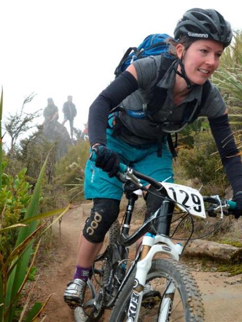 Rosara Joseph, of Wellington, races down Mount Cargill on her way to winning the open women's...