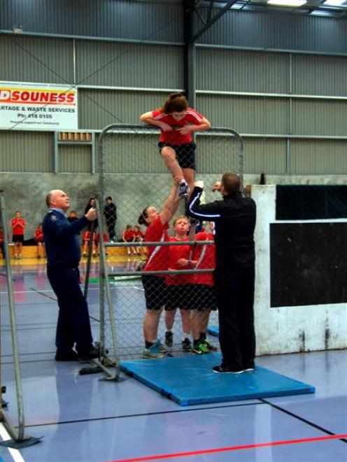 Rosebank Primary School pupils Ella-Rose Lawrence (11), Finn Stark (12), and Connor Smith (12,...