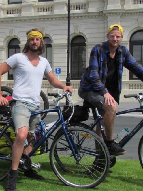 Ross Dummett (left, 25) and Adam Butterworth (24), of Bristol, spent Wednesday night in Oamaru on...