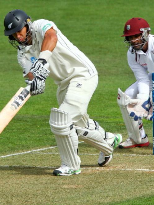 Ross Taylor on his way to a century against the West Indies in Wellington. Photo Getty