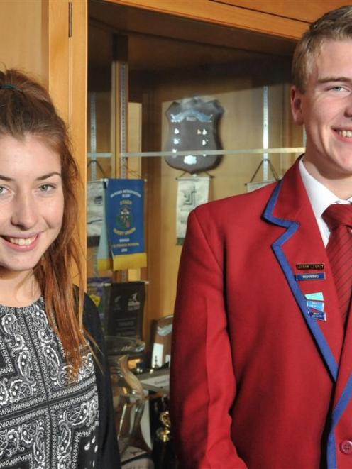 Rowers Zoe McBride (left) and Jack O'Leary were honoured at a special assembly at Kavanagh...