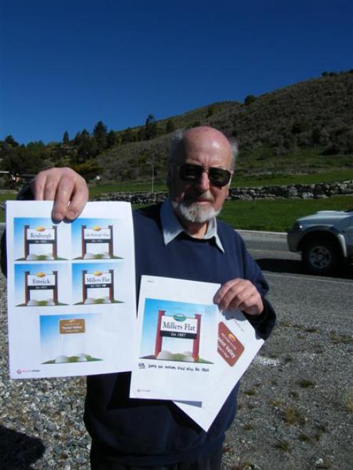 Roxburgh and District Community Plan group chairman Rod Lambert, of Roxburgh, holds the designs...