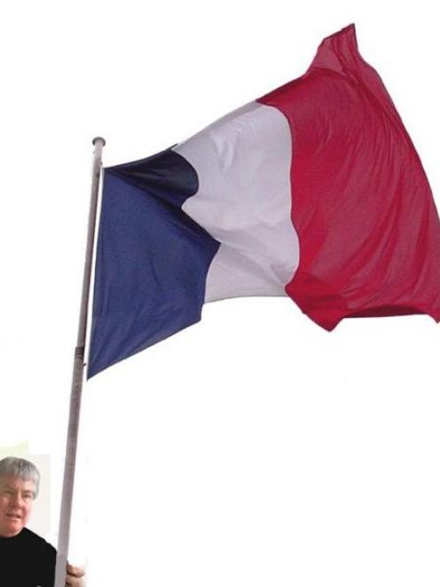 Roy Colbert with the French Tricolour. Photo by Roy Colbert.