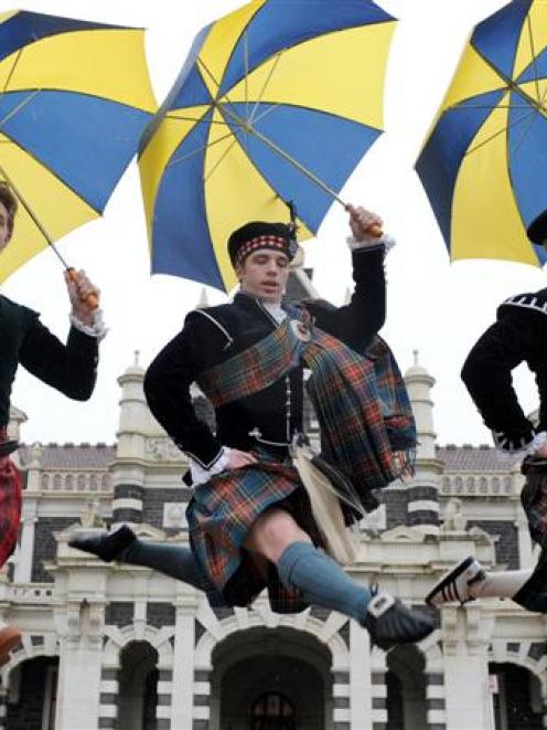 Royal New Zealand Ballet dancers (from left) Paul Mathews, of Auckland, and Kyle Wood and Michael...