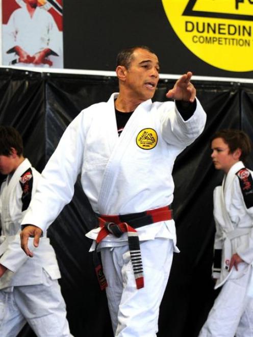 Royler Gracie leads the junior jiujitsu class at NZ Fight and Fitness in Dunedin on Saturday....