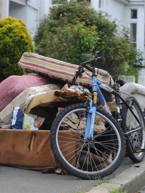 Rubbish awaiting collection in the student area in North Dunedin earlier this month. Photo by...