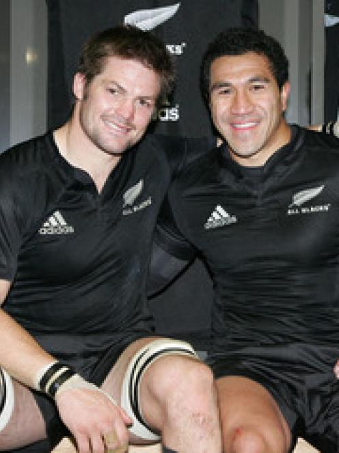Richie McCaw and Mils Muliaina after the win over Ireland