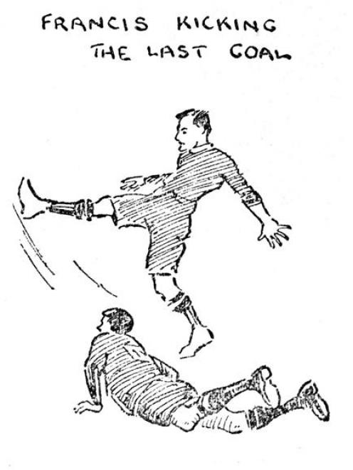 Sketches by an unknown ODT artist that appeared in the paper following the game. image from ODT...